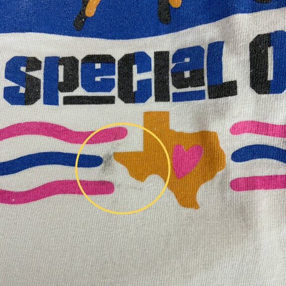 Texas Special Olympics Graphic T-Shirt Large White Hanes Single Stitch USA 90s - Picture 8 of 9